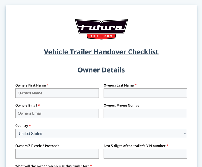 Trailer handover form